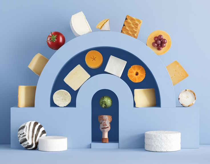 Composizione di formaggi e prodotti caseari